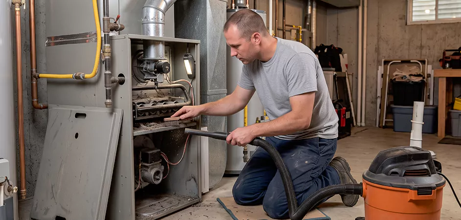 Burner and Heater Compartment Lint Removal in Allen