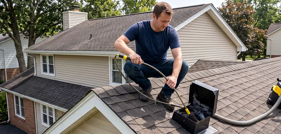 Multi-Story Roof Dryer Vent Cleaning in Allen